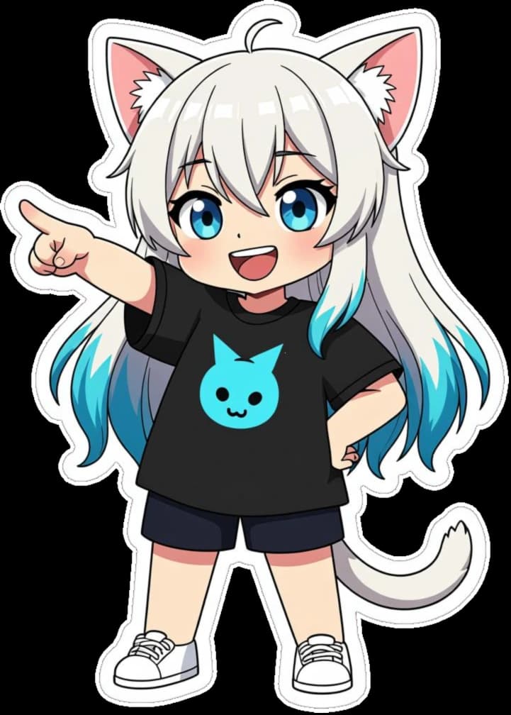Nekosite mascot pointing at a call to action